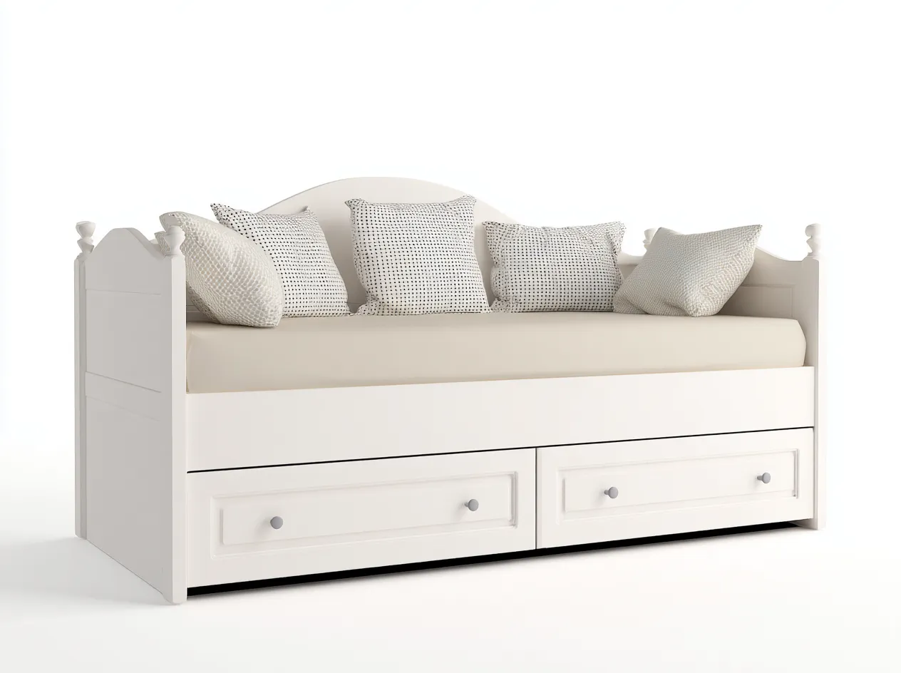 Divano letto - legno - 205x96x91 cm - Bianco - stile classico-Ramozahome