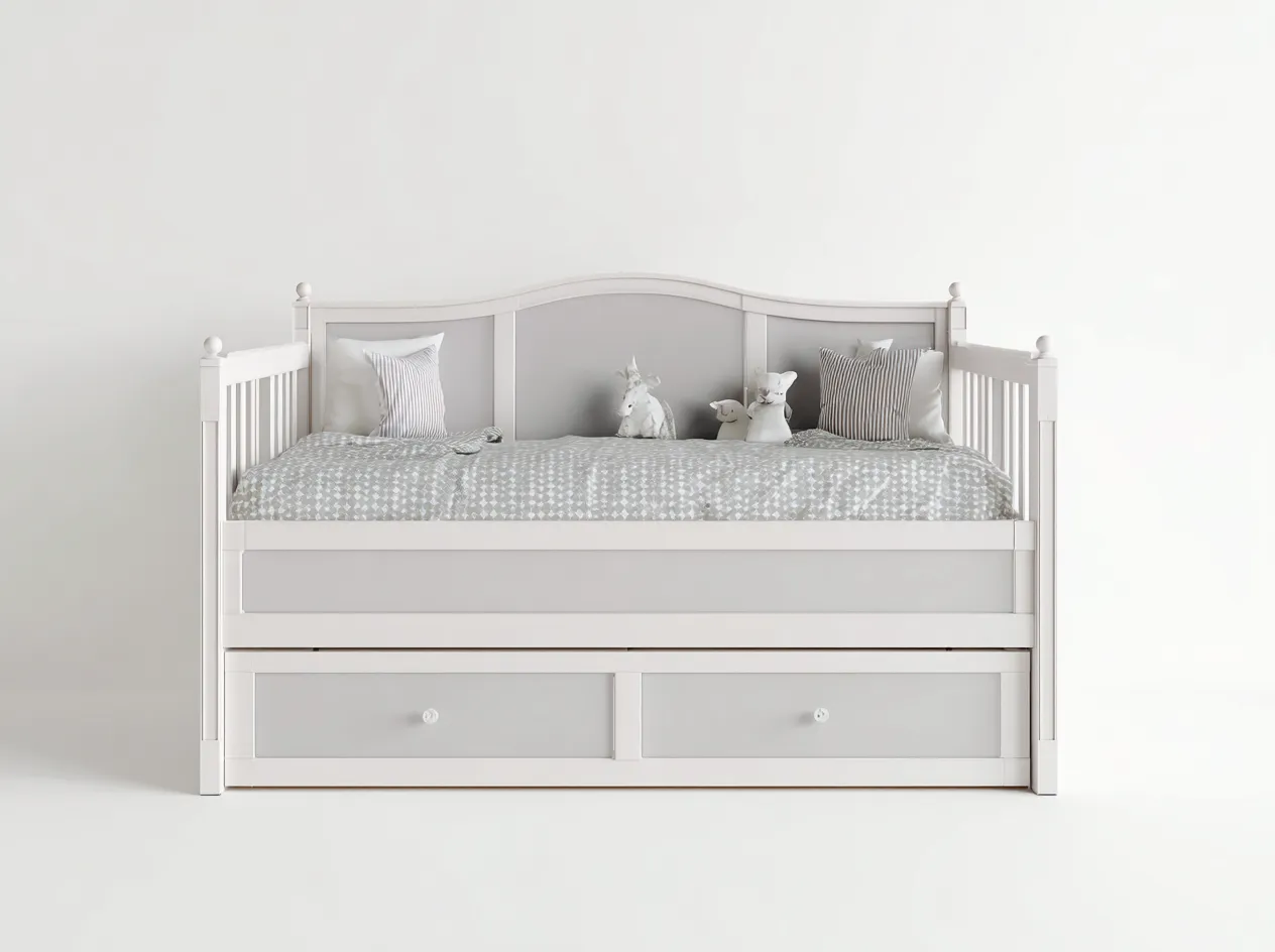 Divano letto - legno - 204x96x90 cm - Bianco - stile moderno-Ramozahome