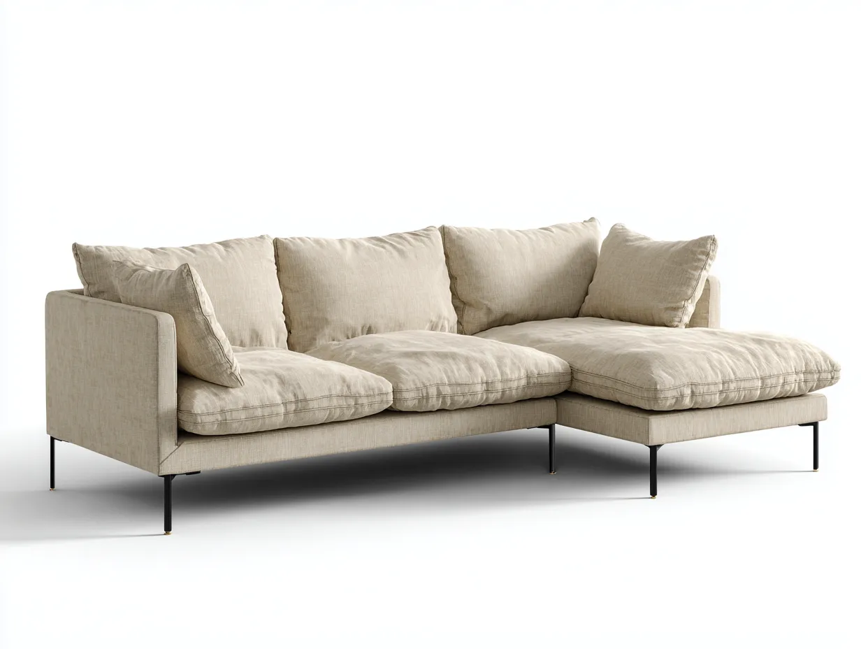 Divano angolare - Tessuto - 238x160x82 cm - Beige - Stile moderno-Ramozahome