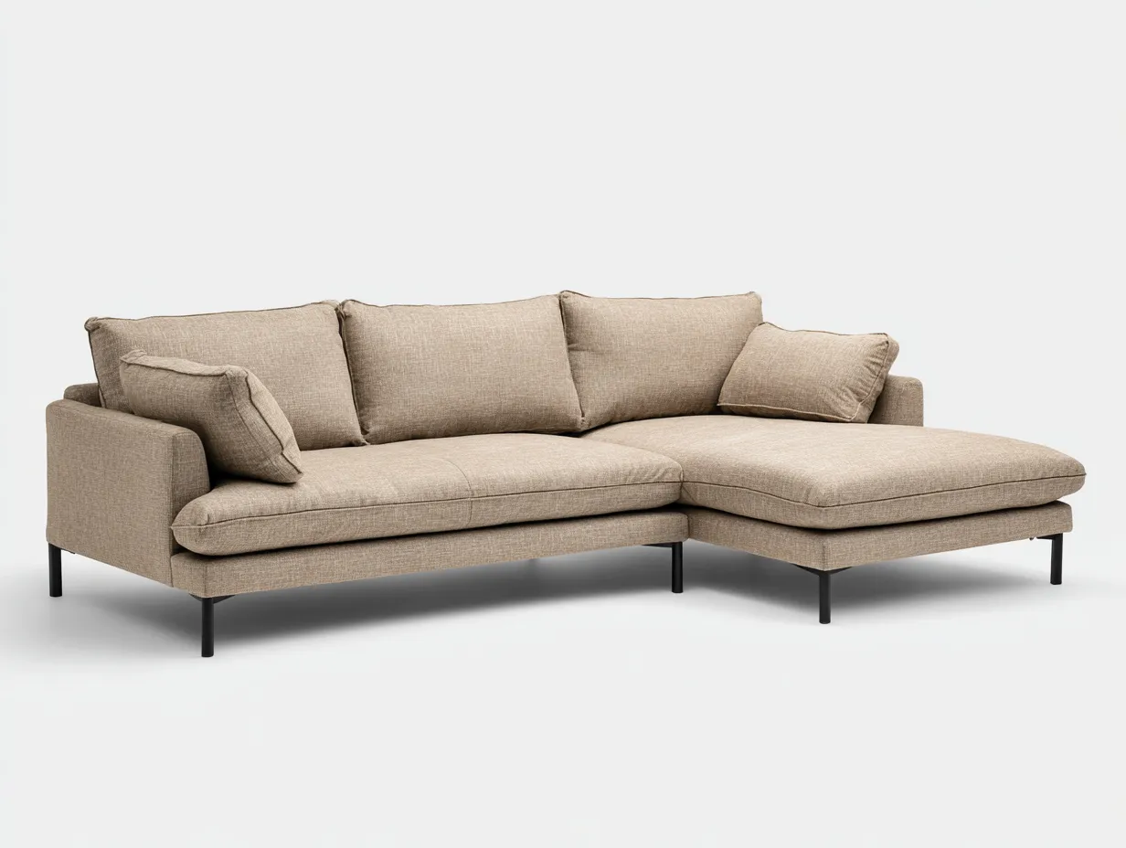 Divano angolare - Tessuto - 232x156x83 cm - Beige - Stile moderno-Ramozahome