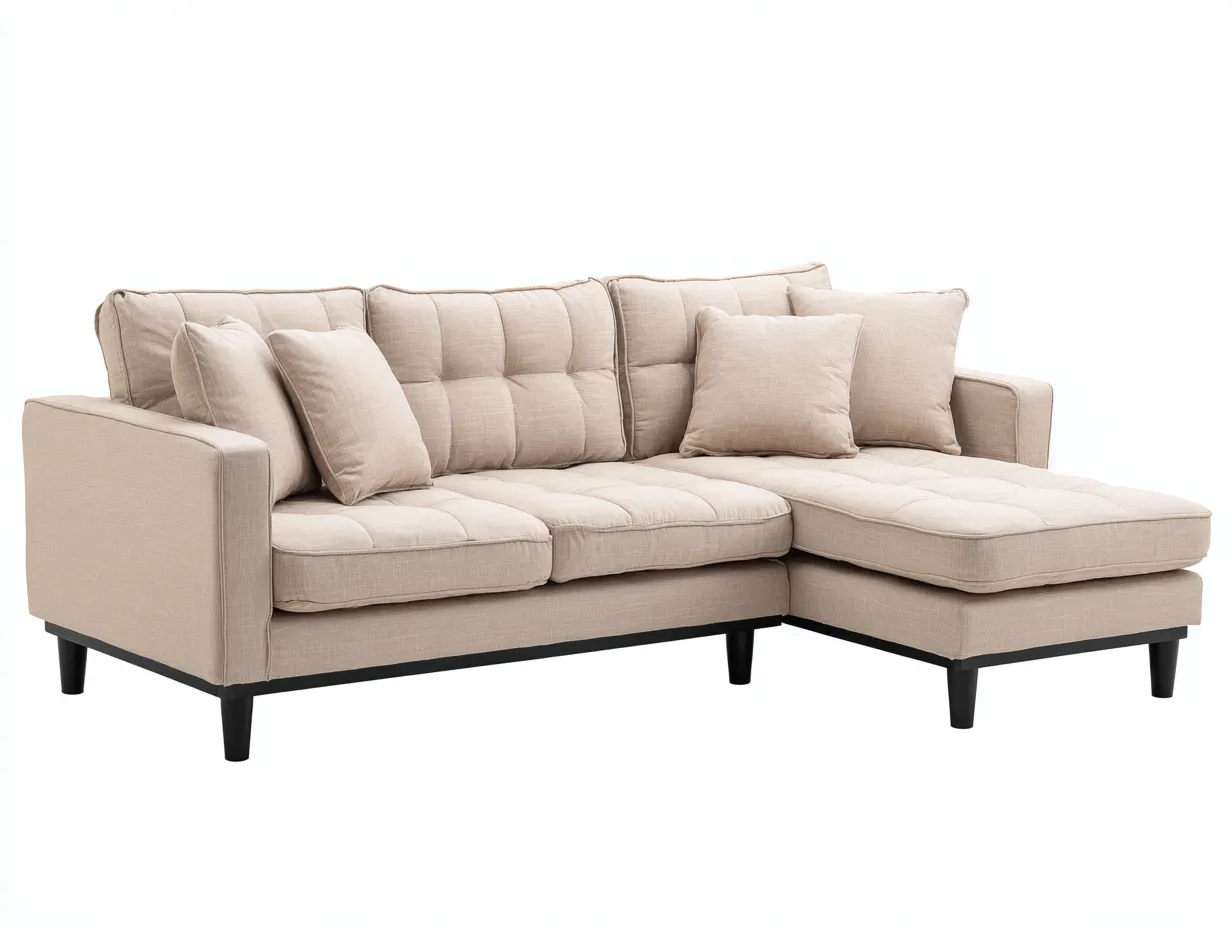 Divano angolare - Tessuto - 228x152x84 cm - Beige - Design moderno-Ramozahome