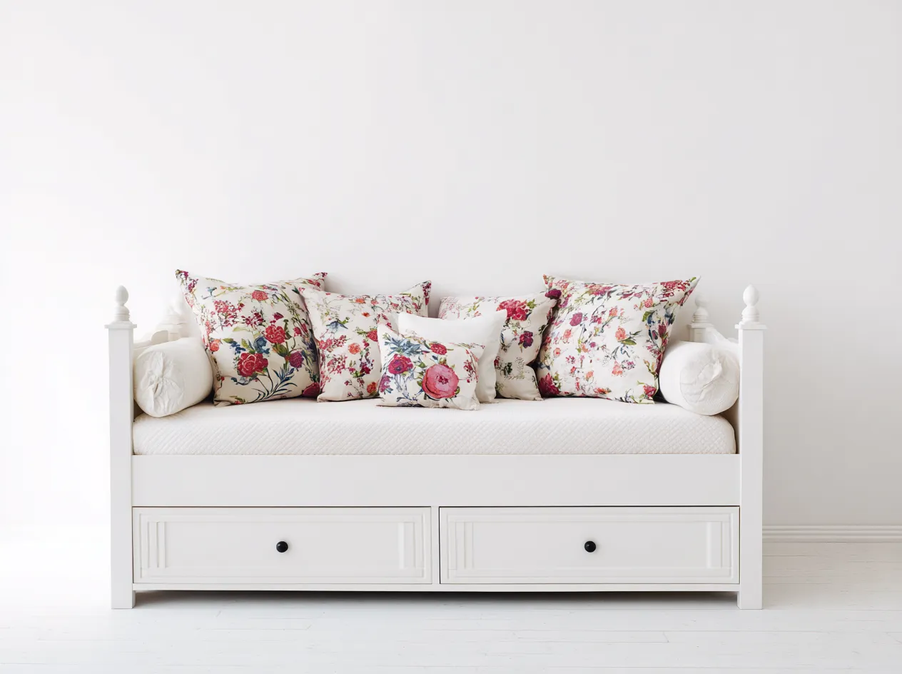 Divano letto - legno - 201x94x87 cm - Bianco - stile classico-Ramozahome