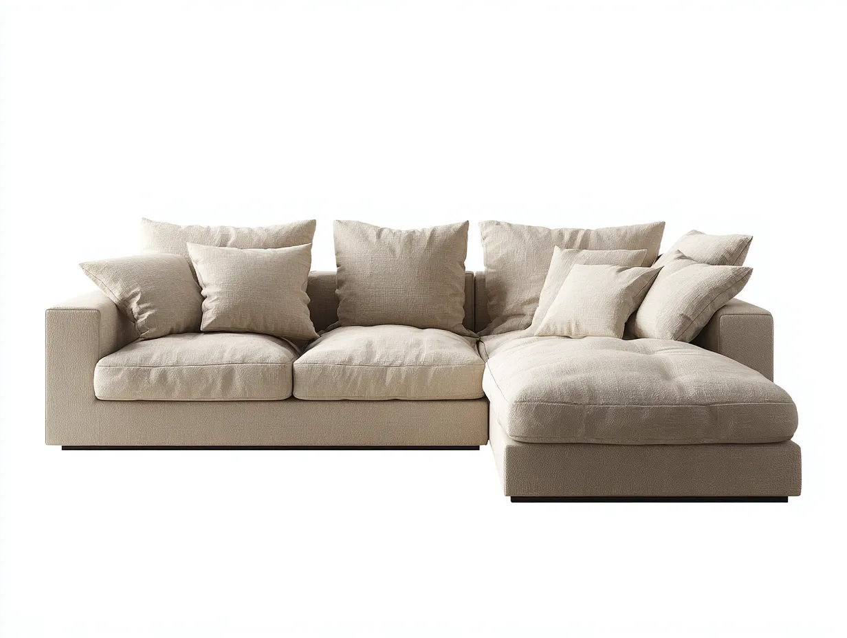 Divano angolare - Tessuto - 236x158x80 cm - Beige - Stile contemporaneo-Ramozahome