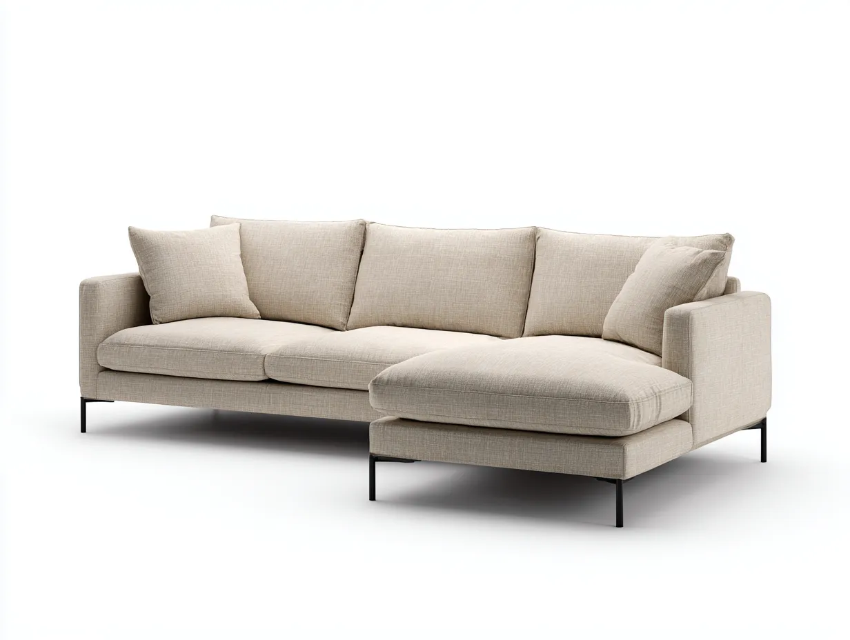 Divano angolare - Tessuto - 234x154x82 cm - Beige - Stile moderno-Ramozahome