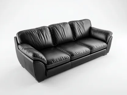 Canapé 3 places - revêtement simili cuir noir - 220x95x88 cm - pour salon - design moderne-Zavexaspace