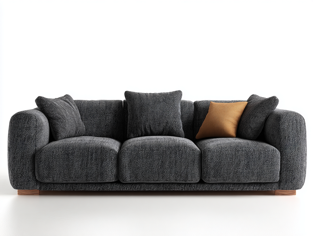 Canapé 3 places - revêtement tissu gris foncé - 225x95x85 cm - pour salon - design moderne-Zavexaspace