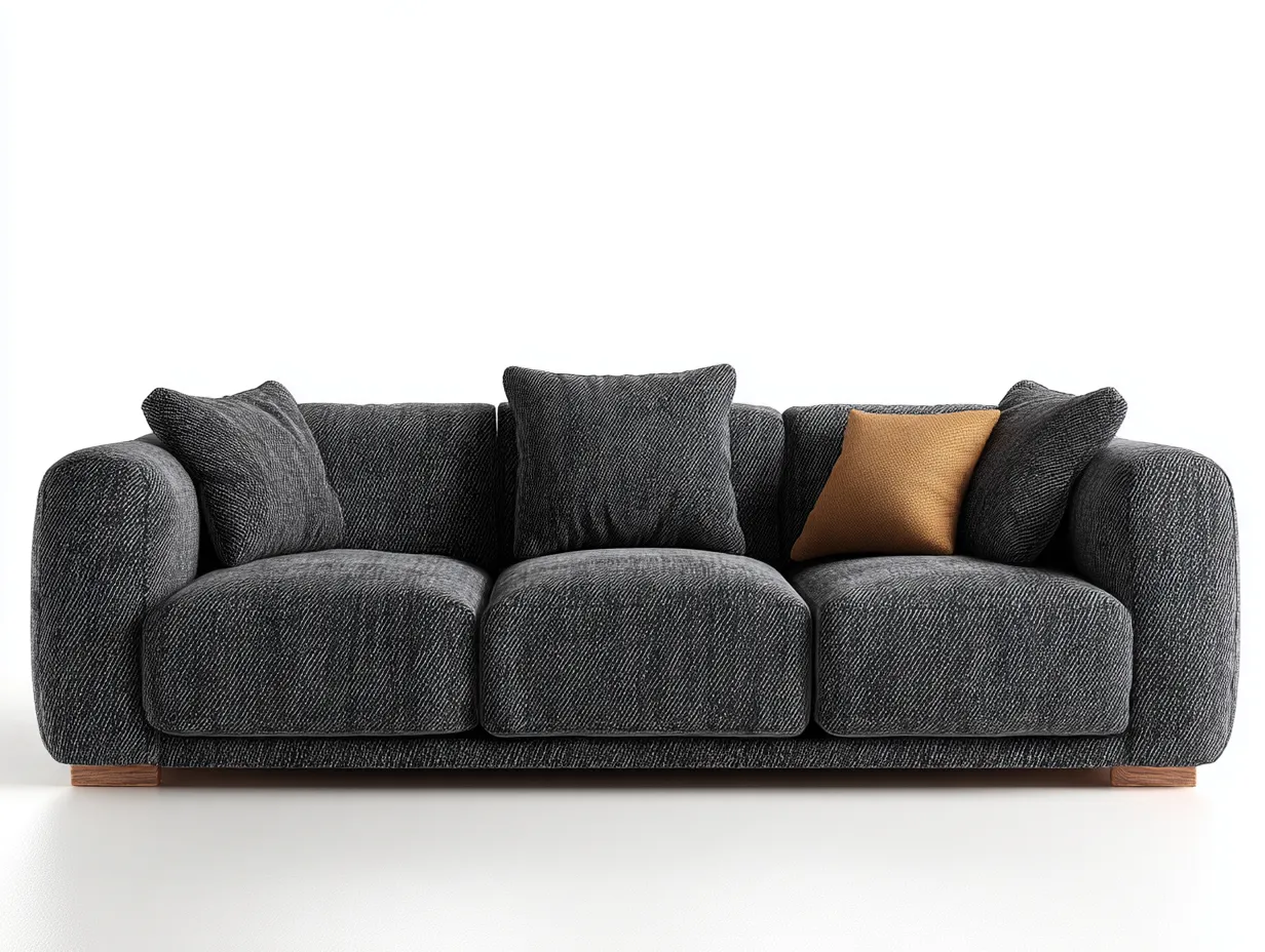 Canapé 3 places - revêtement tissu gris foncé - 225x95x85 cm - pour salon - design moderne-Zavexaspace