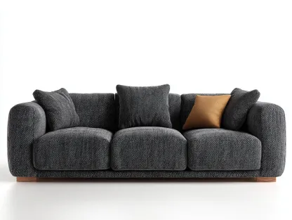 Canapé 3 places - revêtement tissu gris foncé - 225x95x85 cm - pour salon - design moderne-Zavexaspace