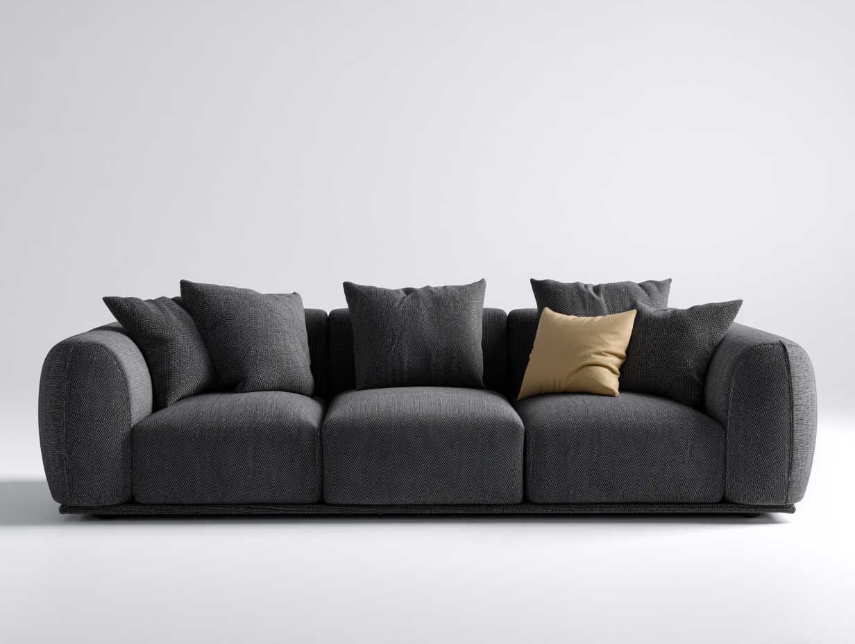 Canapé 3 places - revêtement tissu gris foncé - 230x100x85 cm - pour salon - design moderne-Zavexaspace