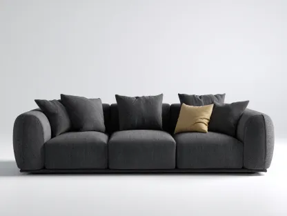 Canapé 3 places - revêtement tissu gris foncé - 230x100x85 cm - pour salon - design moderne-Zavexaspace