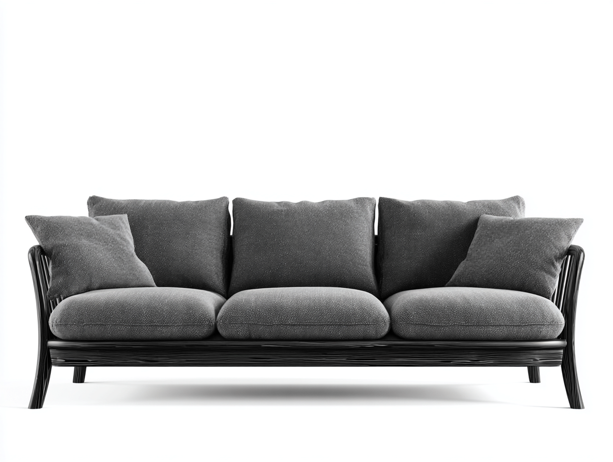 Canapé 3 places - revêtement tissu gris foncé - 215x90x85 cm - pour salon - design moderne-Zavexaspace