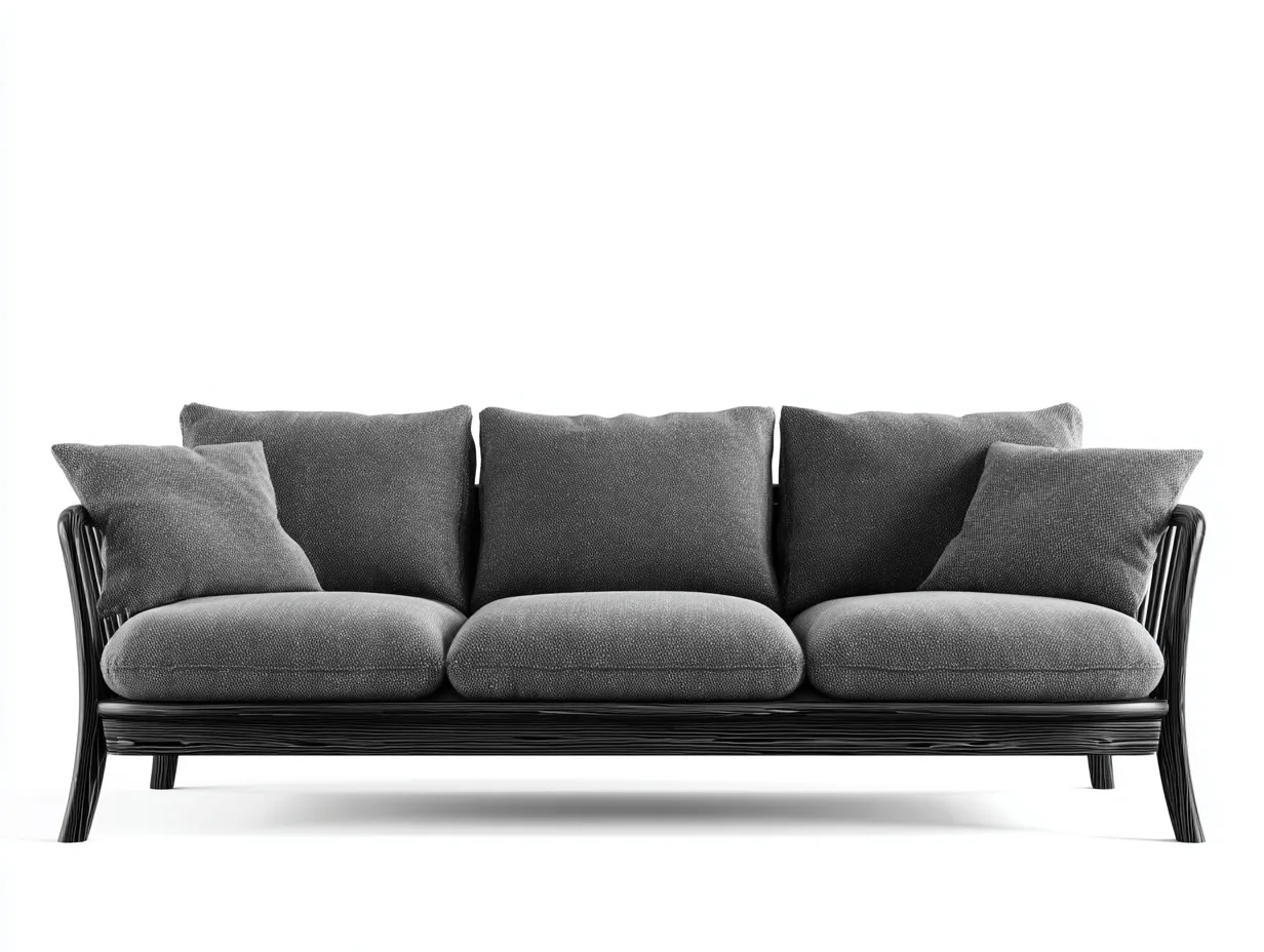 Canapé 3 places - revêtement tissu gris foncé - 215x90x85 cm - pour salon - design moderne-Zavexaspace