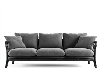 Canapé 3 places - revêtement tissu gris foncé - 215x90x85 cm - pour salon - design moderne-Zavexaspace