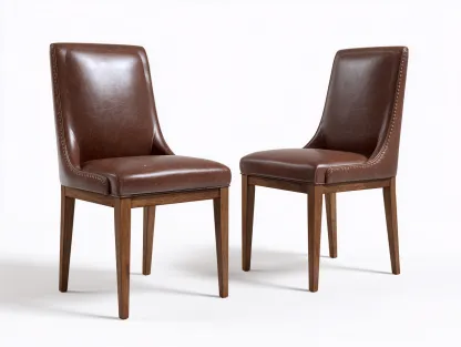 Chaise de salle à manger - revêtement simili cuir marron - 45x55x85 cm - pieds en bois - pour salle à manger - design moderne-Zavexaspace