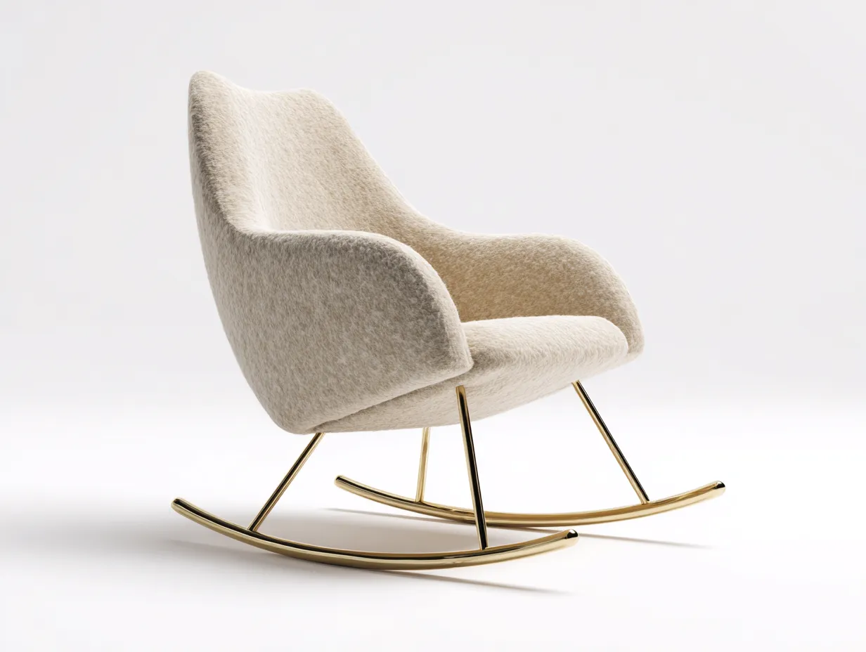 Fauteuil à bascule - feutre de laine beige clair - 85x75x80 cm - pour salon - design contemporain-Zavexaspace