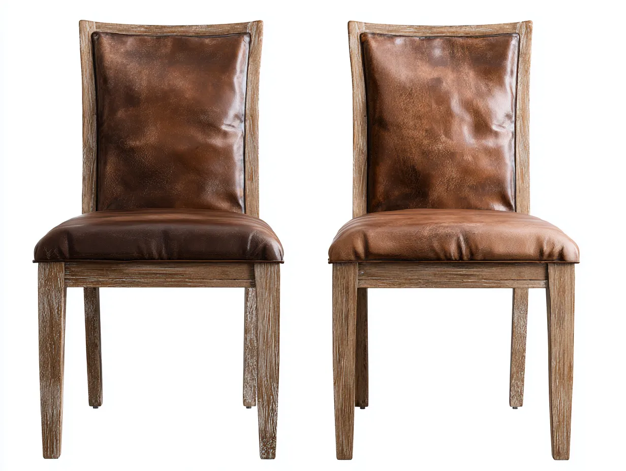 Chaise de salle à manger - revêtement simili cuir marron - 47x55x90 cm - structure en bois - pour salle à manger - design classique-Zavexaspace