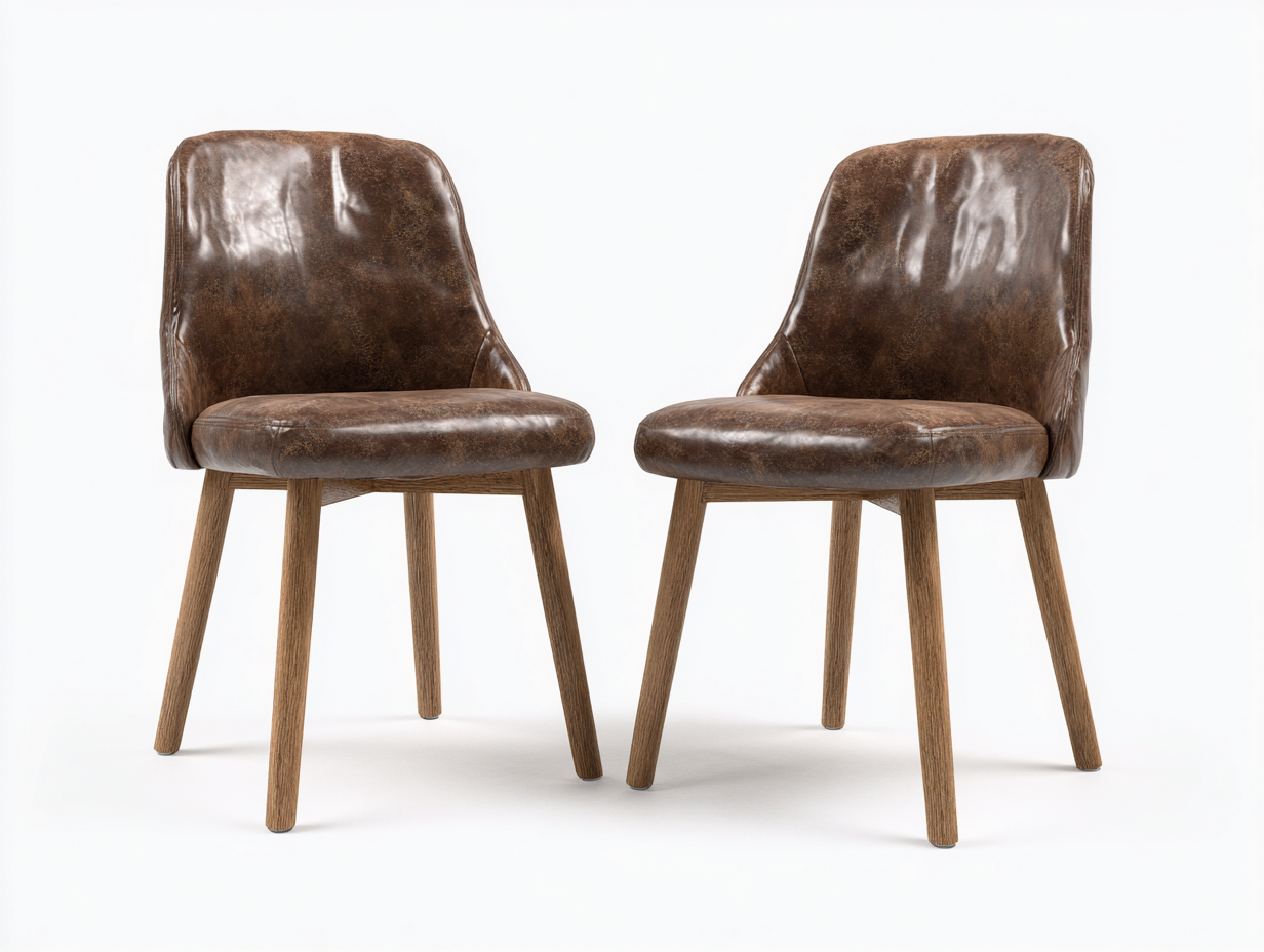 Chaise de salle à manger - revêtement simili cuir marron - 45x55x85 cm - pieds en bois - pour salle à manger - design moderne-Zavexaspace