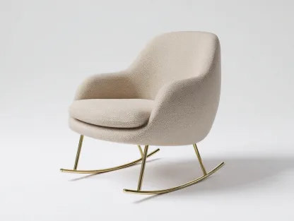 Fauteuil à bascule - tissu bouclé beige - 85x75x80 cm - pour salon - design contemporain-Zavexaspace