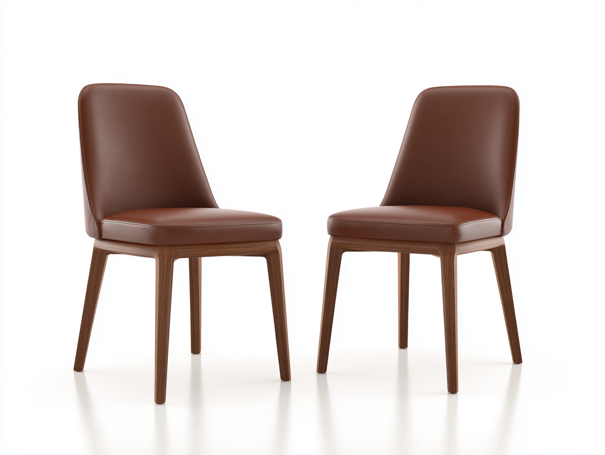 Chaise de salle à manger - revêtement simili cuir marron - 45x55x85 cm - pieds en bois - pour salle à manger - design moderne-Zavexaspace