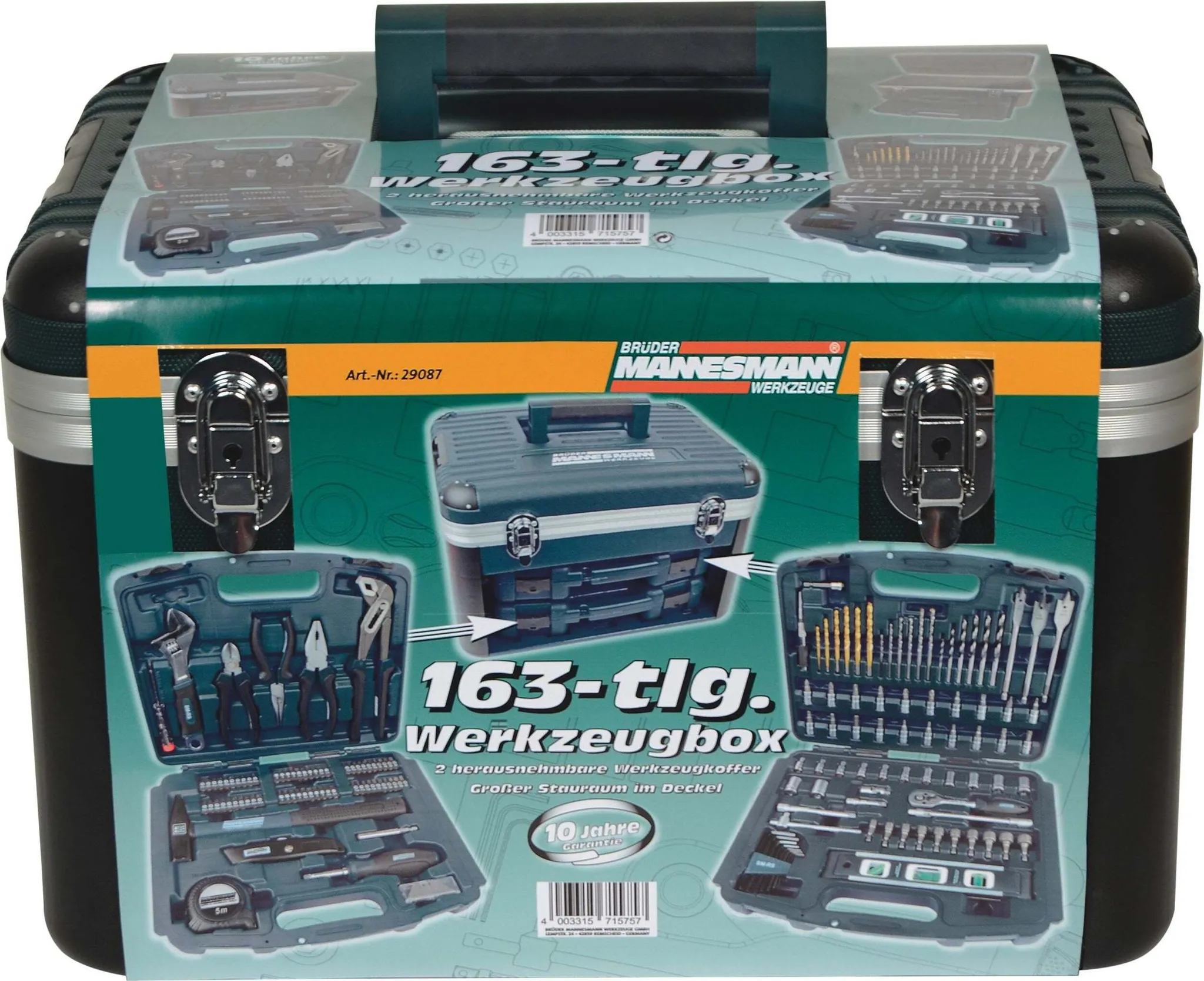 Mannesmann Werkzeugbox mit Schubladen, 163-tlg.