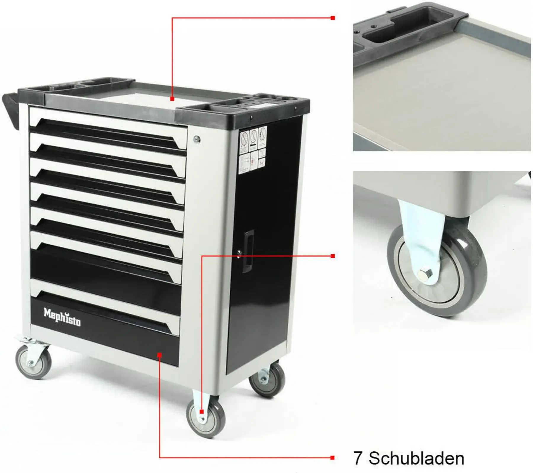Mephisto Werkzeugwagen 7 Schubladen inkl. Rollgabelschlüssel
