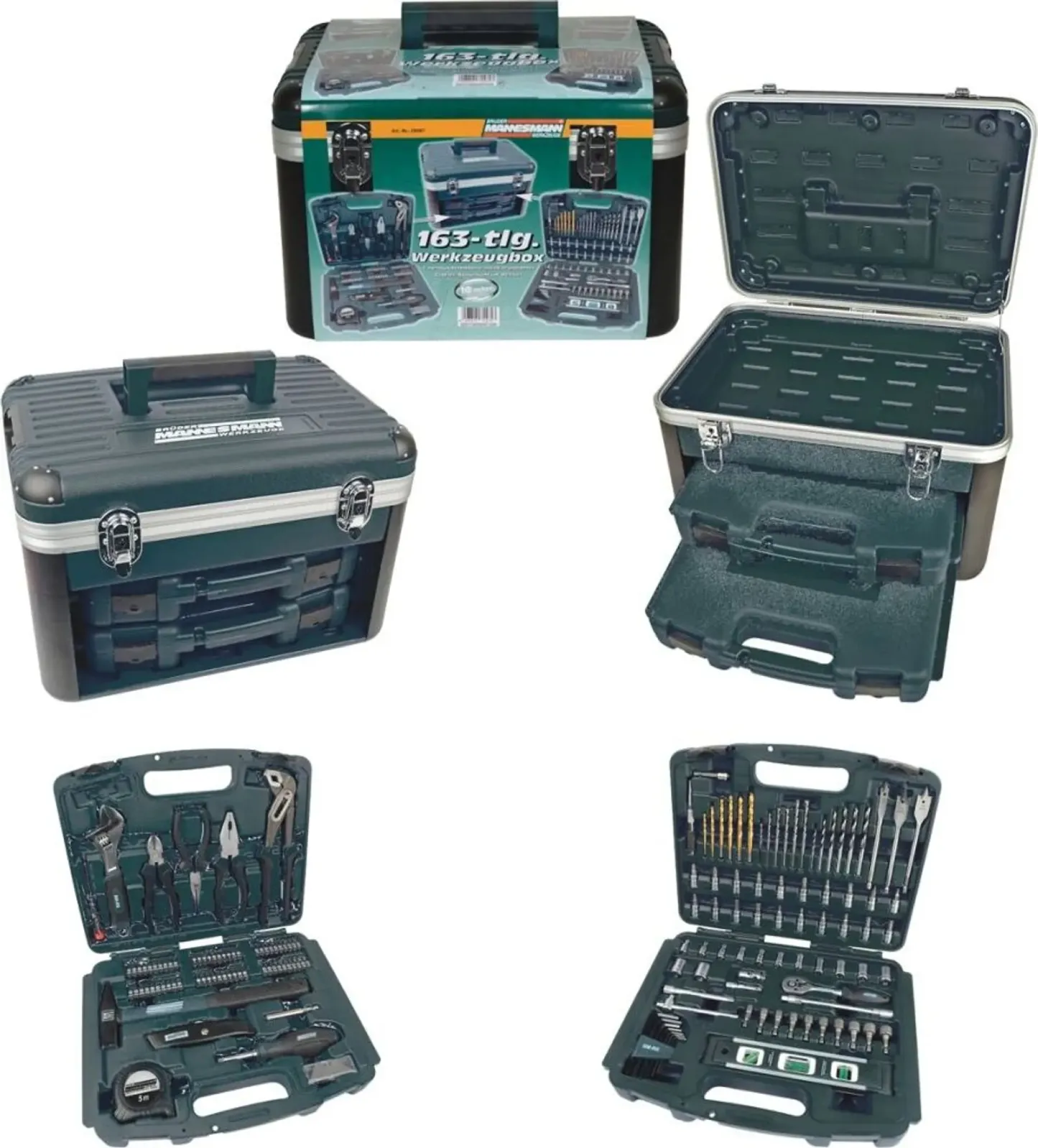 Mannesmann Werkzeugbox mit Schubladen, 163-tlg.