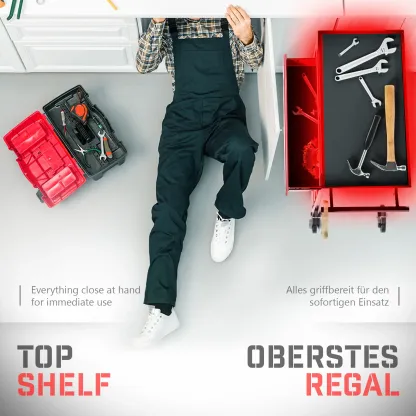 Werkzeugwagen XXL - 7 Schubladen - Rot / Schwarz