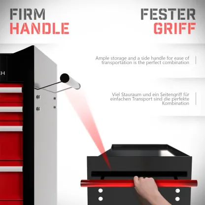 Werkzeugwagen XXL - 7 Schubladen - Rot / Schwarz