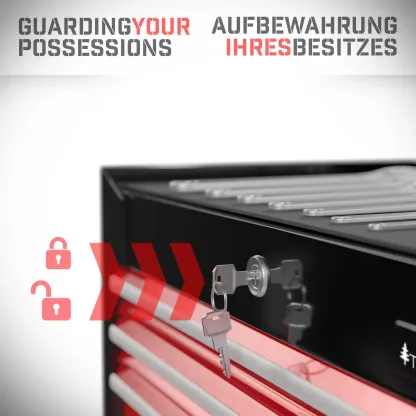 Werkzeugwagen XXL - 7 Schubladen - Rot / Schwarz