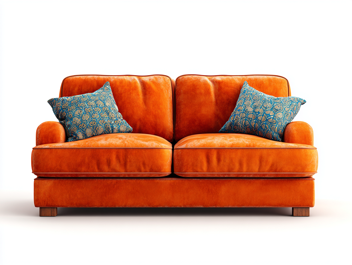 Zweisitzer Sofa Samt gepolstert 170x90x82 cm - Orange - Für Wohnzimmer - Modernes Design-Solincorner