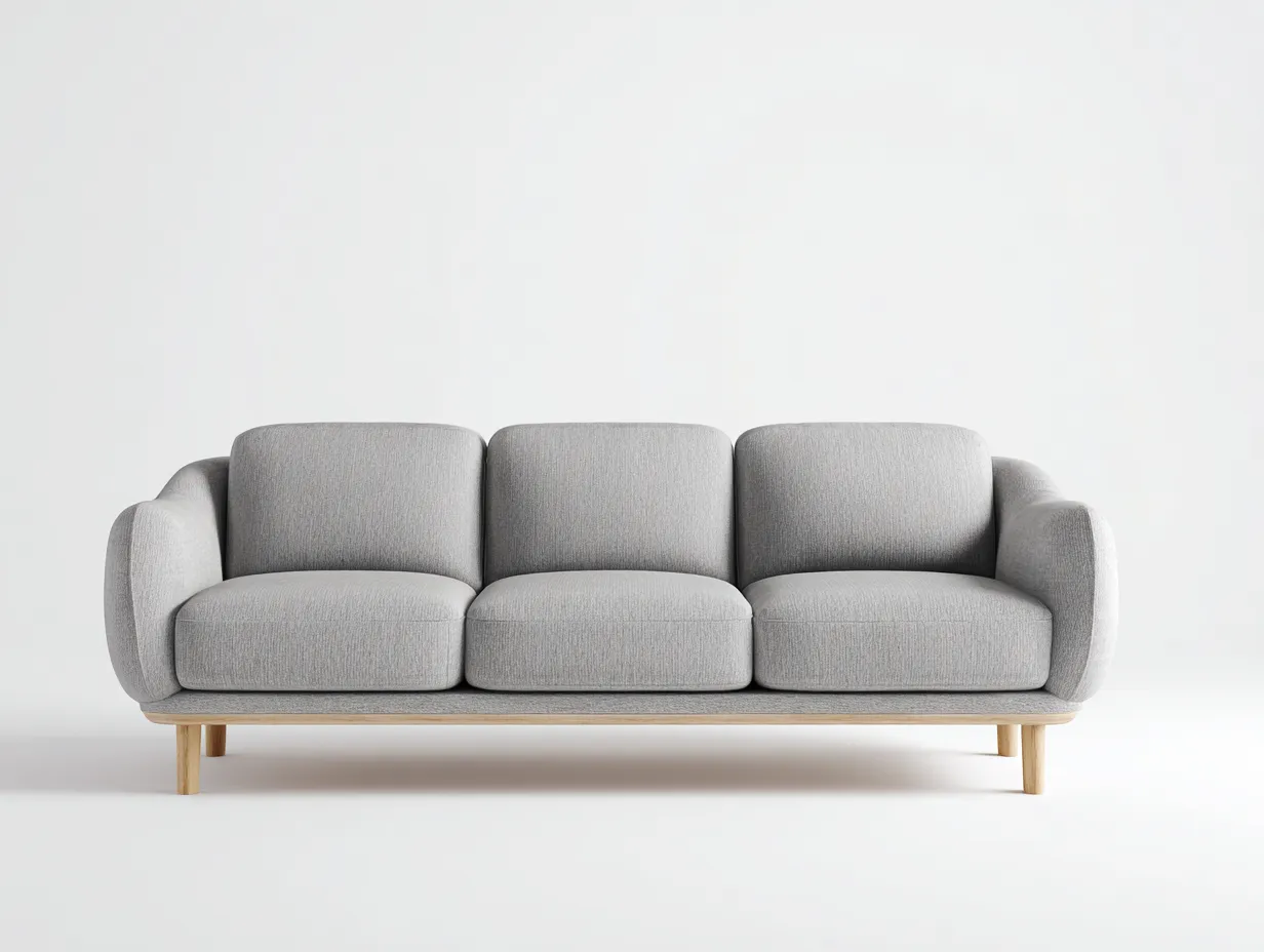 Divani a 3 posti - Tessuto-Legno - 222x94x84 cm - Grigio chiaro - Stile minimalista-Hadorrohome