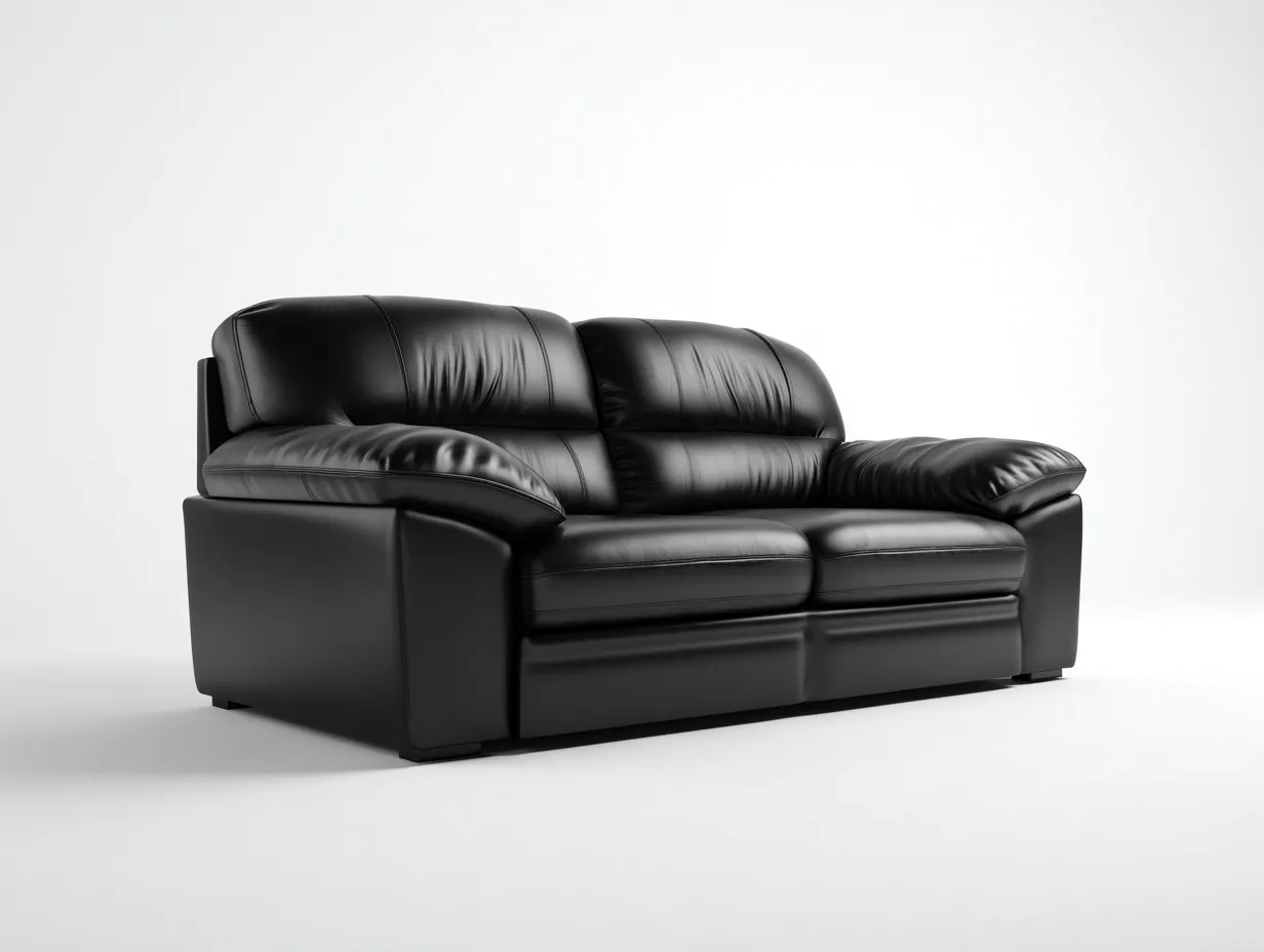 Divano a due posti-Pelle-162x94x86 cm-Nero-Stile contemporaneo-Hadorrohome