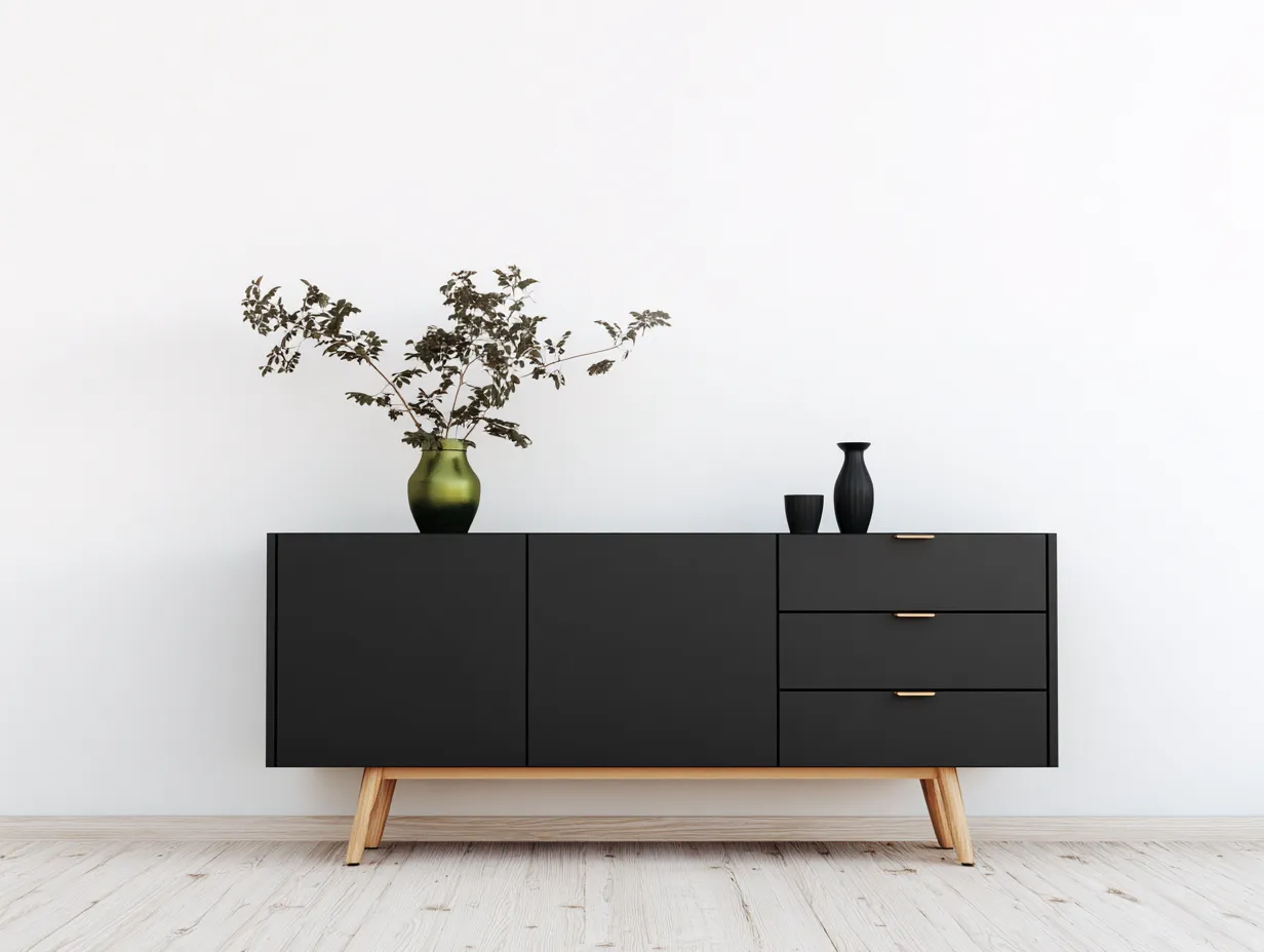 Mobile ingresso - MDF-Legno - 162x43x75 cm - Nero - Stile scandinavo-Hadorrohome