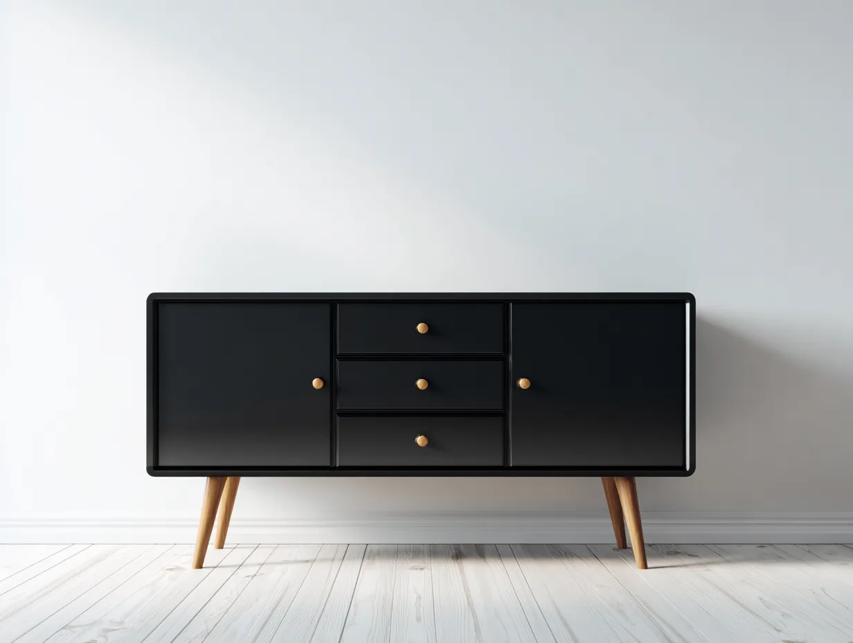 Mobile ingresso - MDF-Legno - 158x40x80 cm - Nero - Stile moderno-Hadorrohome