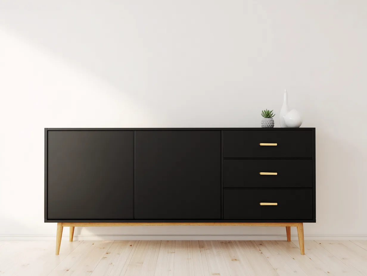 Mobile ingresso - MDF-Legno - 168x42x76 cm - Nero - Stile scandinavo-Hadorrohome