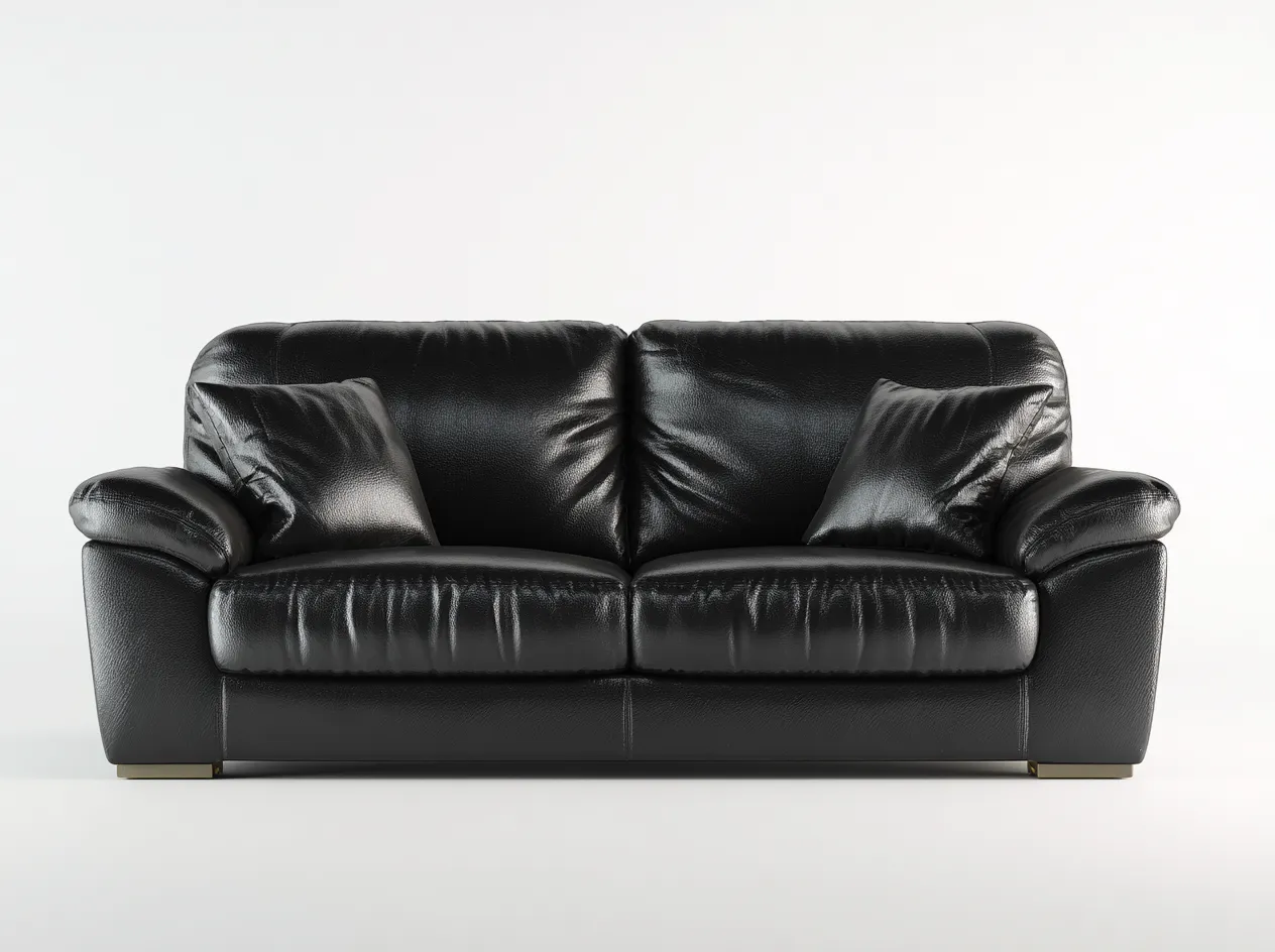 Divano a due posti-Pelle-158x92x84 cm-Nero-Stile moderno-Hadorrohome