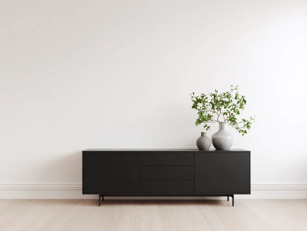 Mobile ingresso - MDF-Metallo - 172x41x76 cm - Nero - Stile minimalista-Hadorrohome