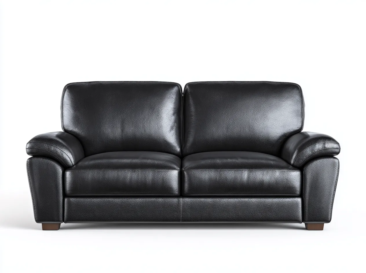 Divano a due posti-Pelle-158x88x85 cm-Nero-Stile moderno-Hadorrohome