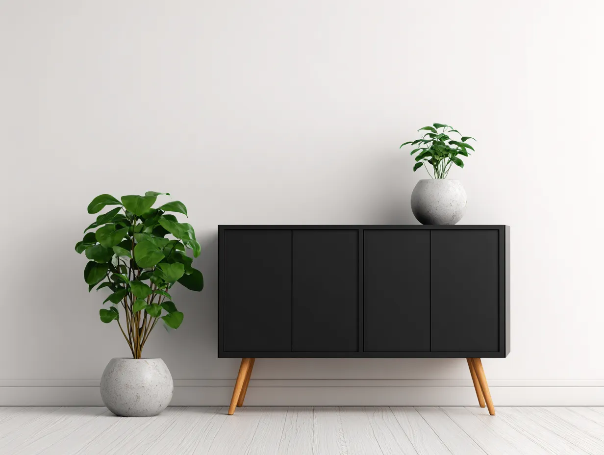 Mobile ingresso - MDF-Legno - 148x39x74 cm - Nero - Stile scandinavo-Hadorrohome