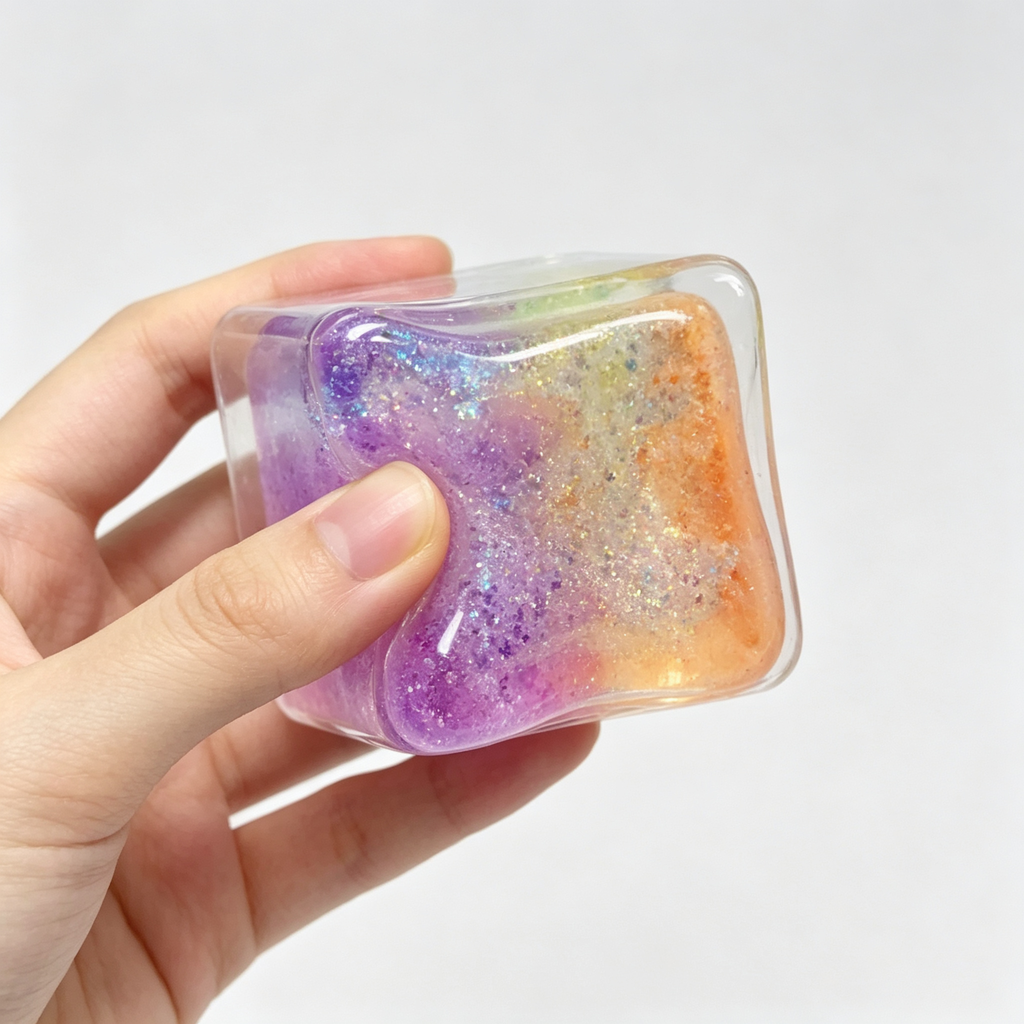Snowflake Ice Cube Squishy Toy - Maltose Texture Slow Rising Fidget Cube, Sensory Stress Relief Gift