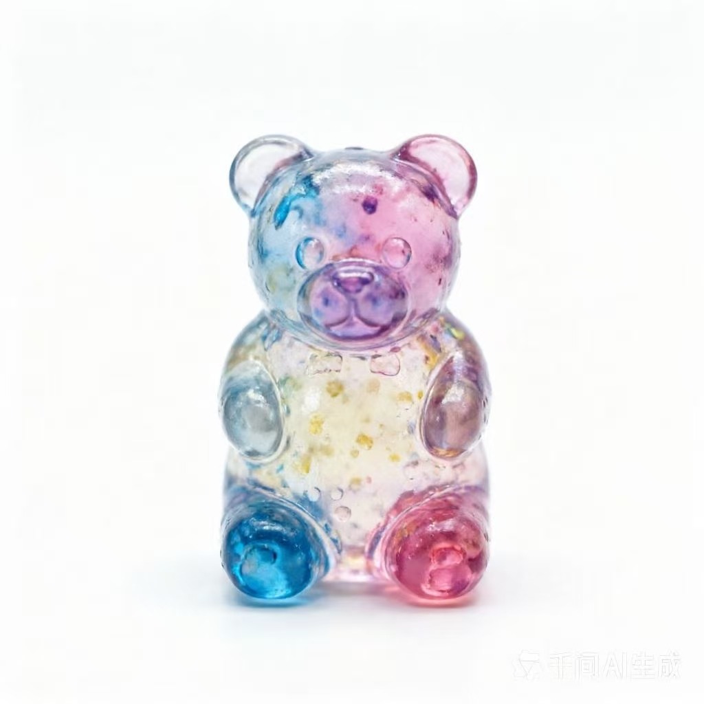 Clear Gummy Bear Squishy Stress Relief Toy, Transparent Squeezy Squishy Toy