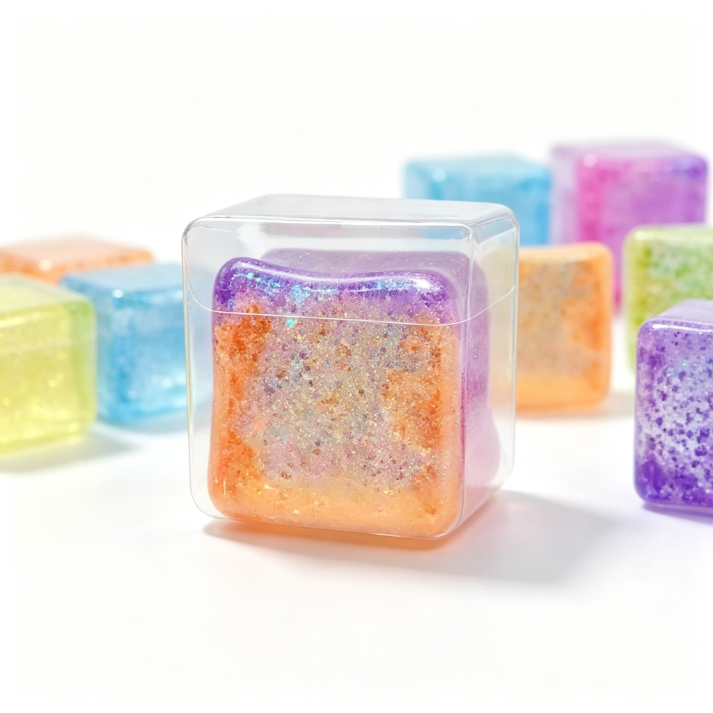 Snowflake Ice Cube Squishy Toy - Maltose Texture Slow Rising Fidget Cube, Sensory Stress Relief Gift