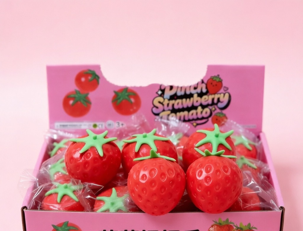 Red Strawberry Squishy Stress Relief Toy, Fruit Squeezy Squishy Toy