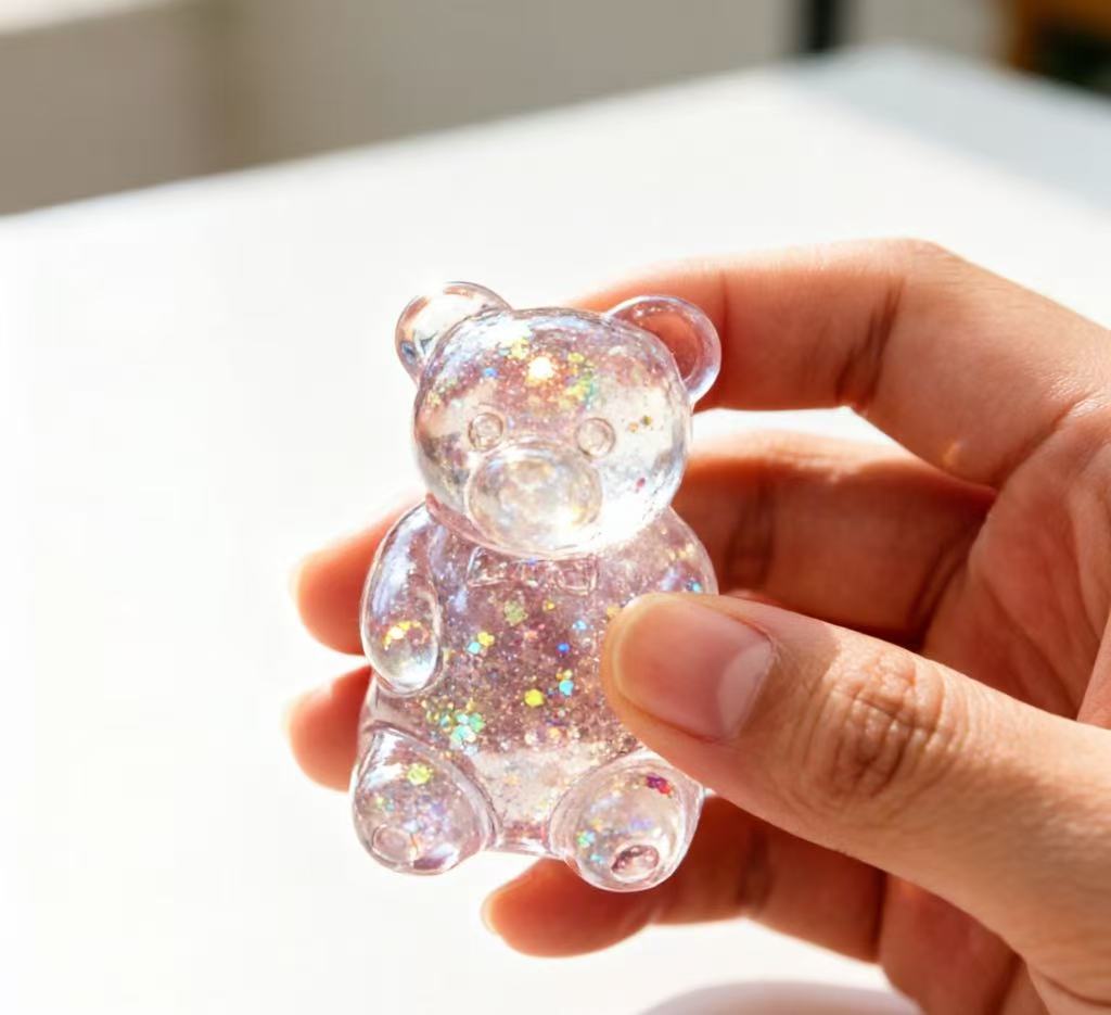 Clear Gummy Bear Squishy Stress Relief Toy, Transparent Squeezy Squishy Toy