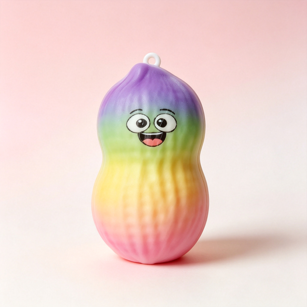 Good Fortune Peanut Squishy Toy - Mud Texture Slow Rising Squeeze Fidget, Sensory Stress Relief Gift