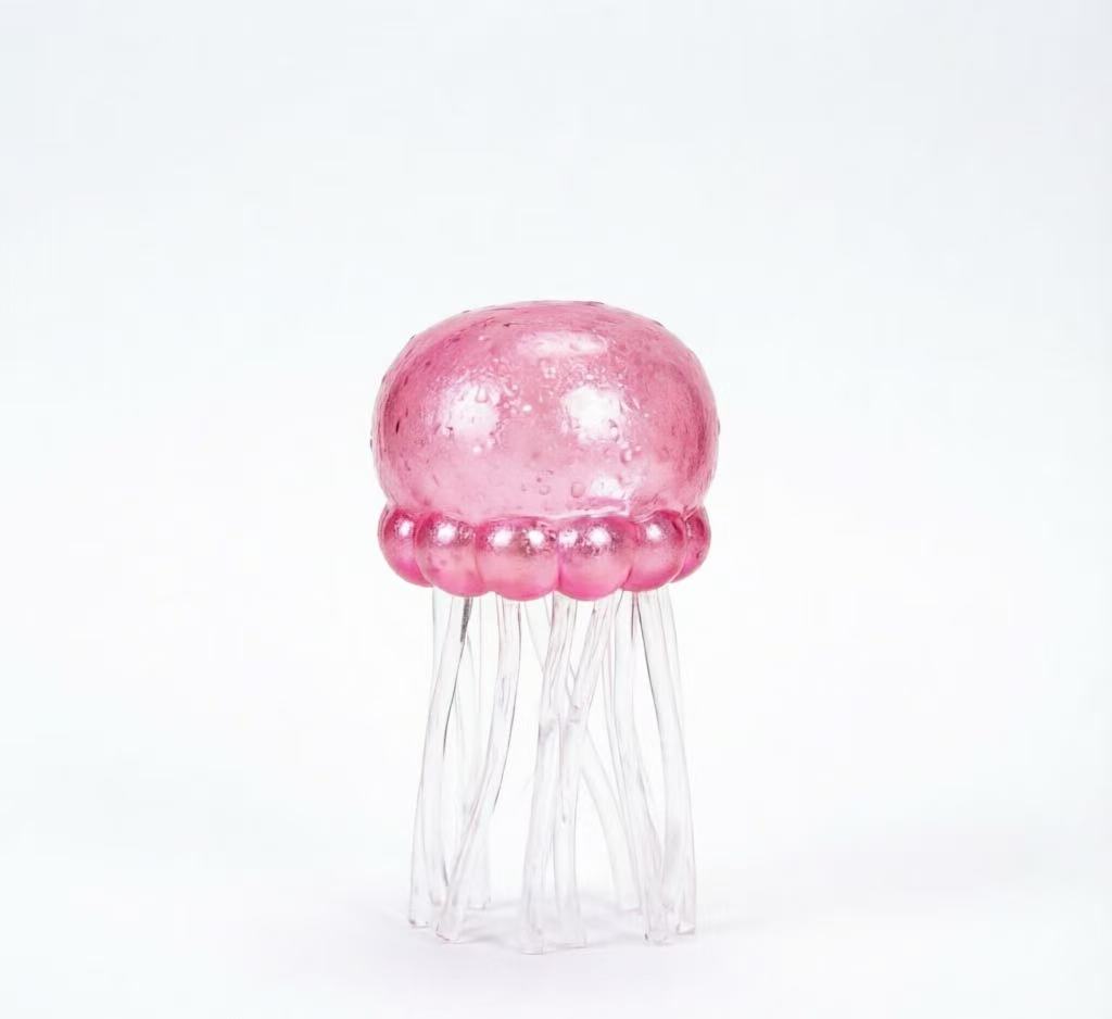 Glitter Jellyfish Squishy Stress Relief Toy, Clear Squeezy Squishy Fidget Toy