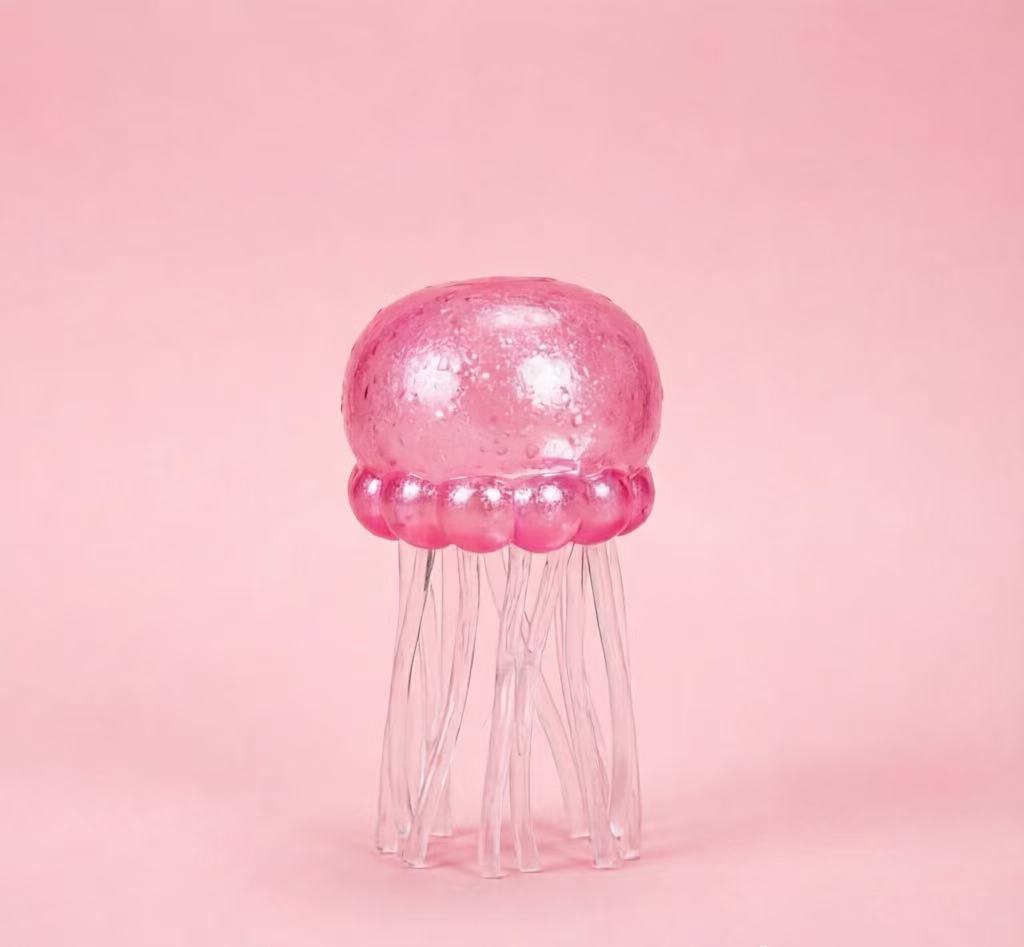 Glitter Jellyfish Squishy Stress Relief Toy, Clear Squeezy Squishy Fidget Toy