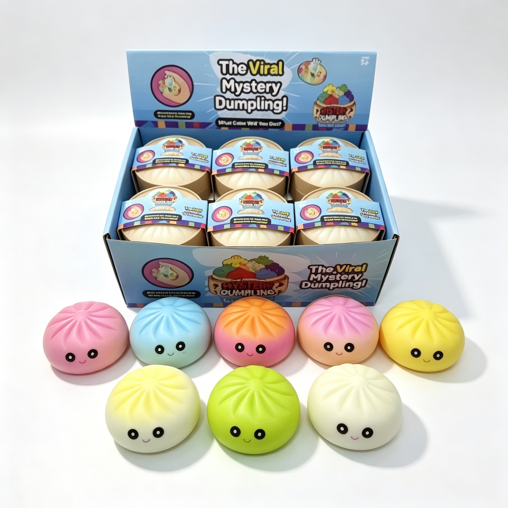 Realistic Steamed Bun Squishy with Water Beads - Funny Face Slow Rising Squeeze Toy, Sensory Stress Relief Gift