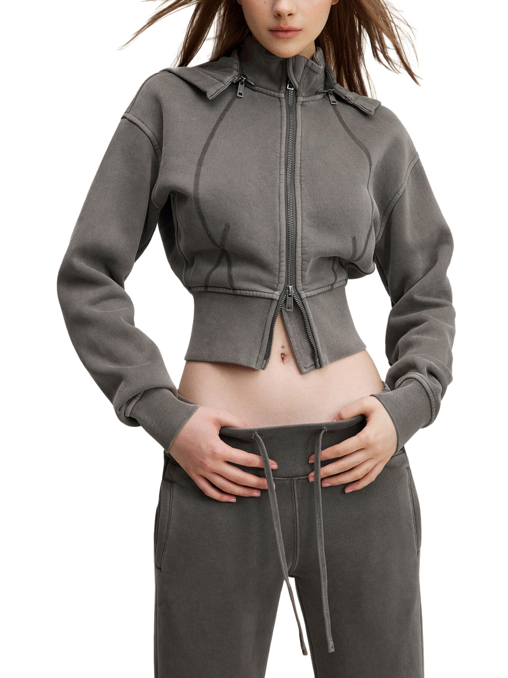 Cropped Fleece Hoodie