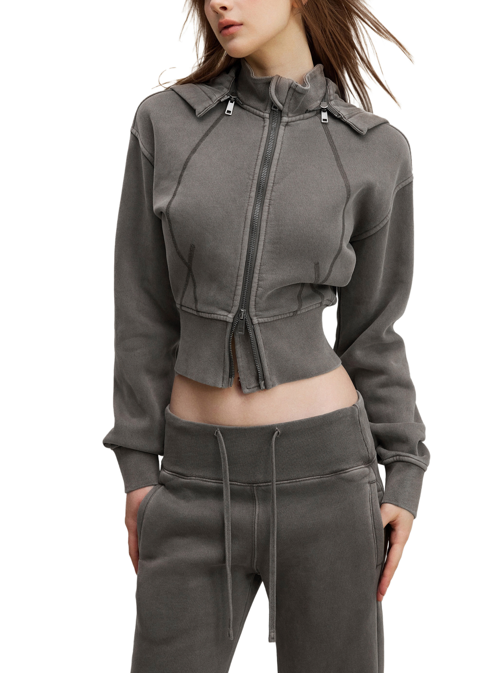 Cropped Fleece Hoodie